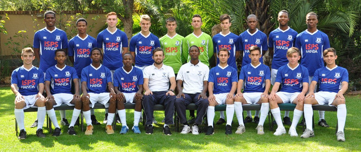 Black Aces Academy U17 squad photo in blue ISPS Handa kit